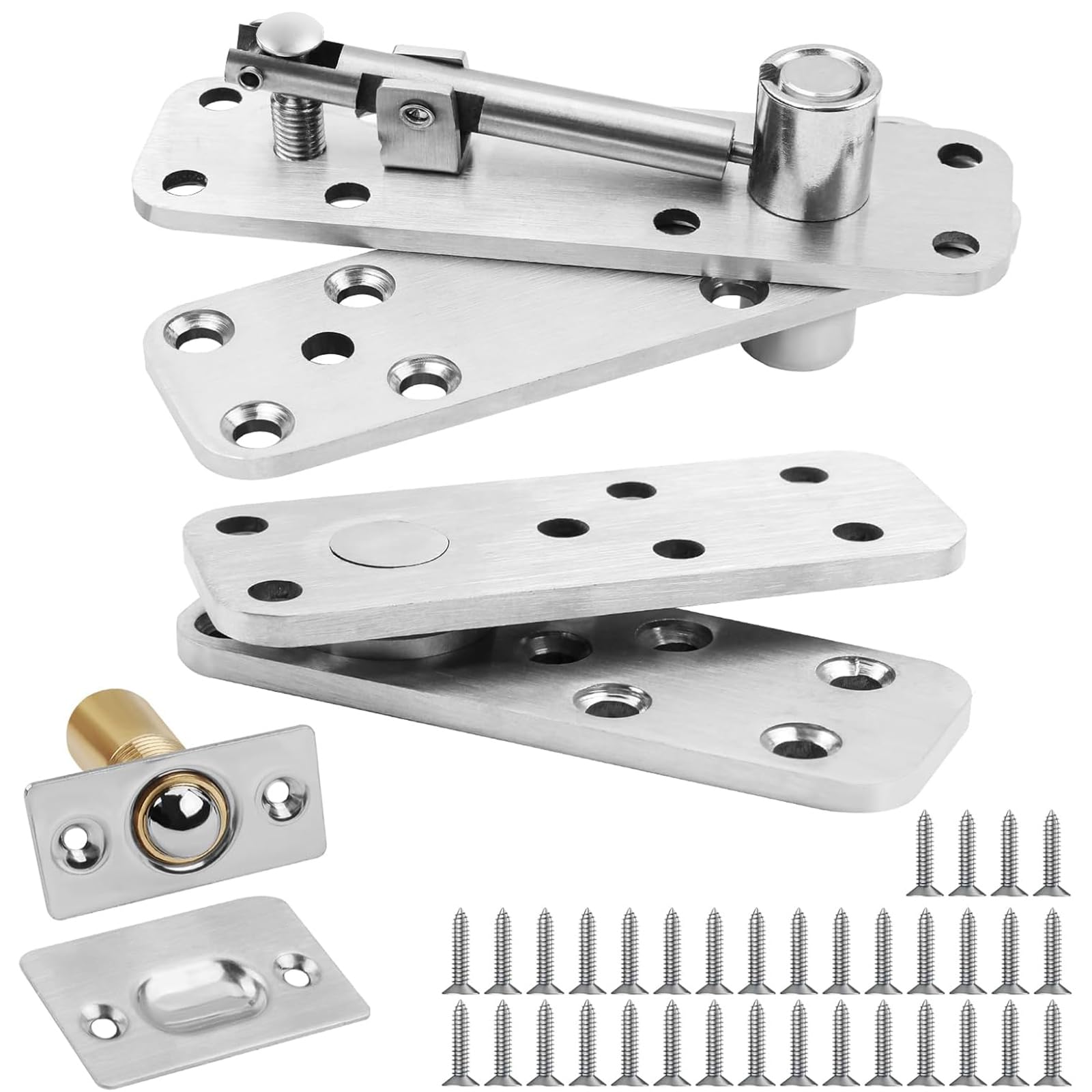 TamBee Heavy Duty Door Pivot Hinge Hardware Kit for Secret Bookshelf Bookcase Hidden Door Hinges Hardware Stainless Steel, Silver, 570 lbls Heavy Load — image 1