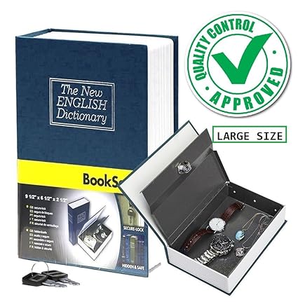 Docoss -(Large Size Xl) Hidden Secret Book Safe Locker Vault Box With 2 Keys Jewelry Money Cash Locker