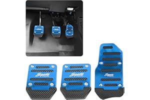 yonwait 3 PCS Nonslip Car Pedal Pads, Aluminum Auto Manual Transmission Brake Pad Cover, Sports Gas Fuel Petrol Clutch Foot Pedals, Car Replacement Accessories Universal for Car, SUV, ATV (Blue)