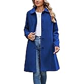 Springrain Womens Pea Coat Elegant Overcoat Single Breasted Winter Coat Dress Coat with Pockets