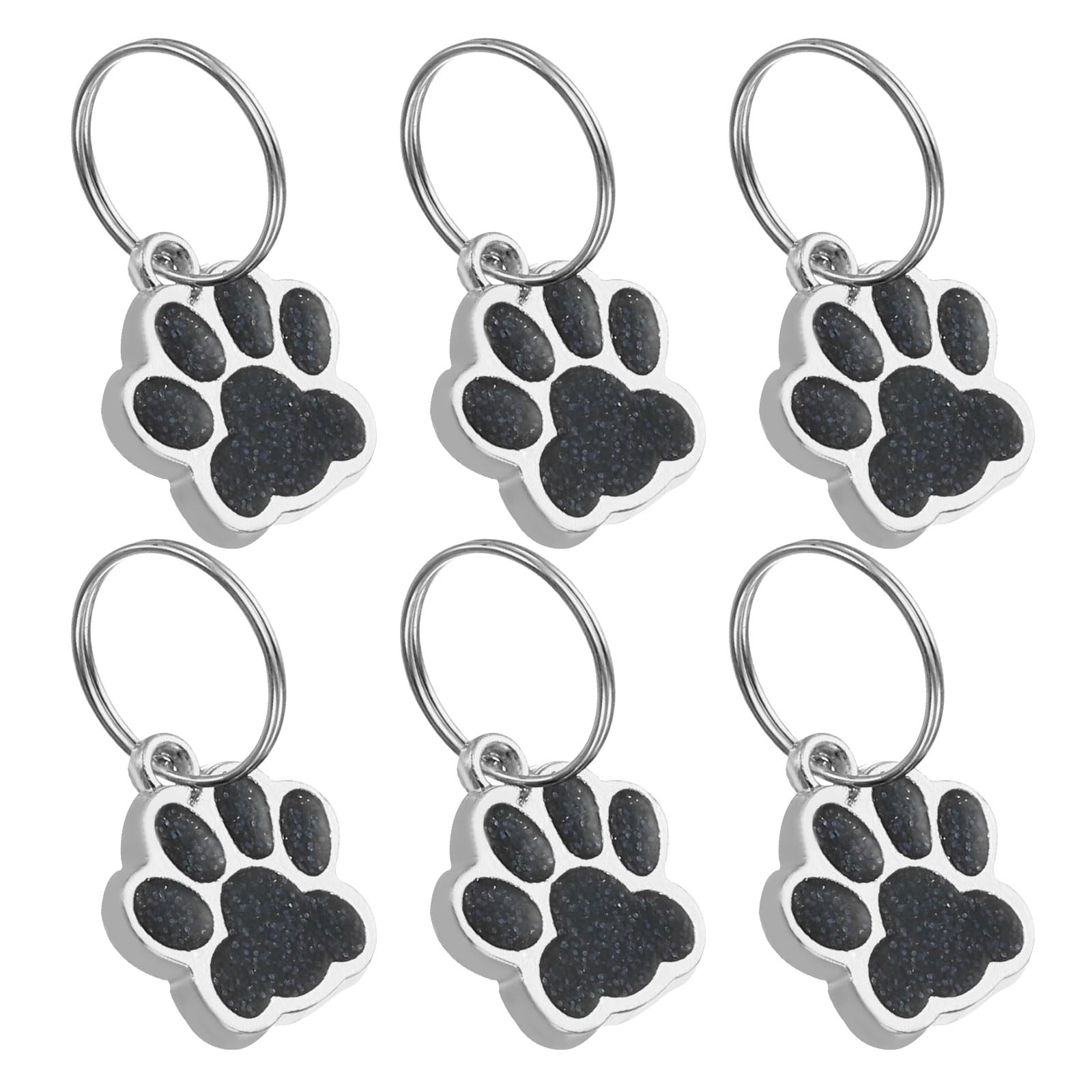 PATIKIL Animal Dog Cat Paw Print Pendants, 6 Pcs Crystal Footprint Dog Cat Paw Prints Pendants for DIY Necklace Bracelet Enamel Jewelry Making, Black