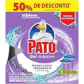 Pato Desodorizador Sanitário Gel Adesivo 2 Refis Lavanda, Limpeza Banheiro, 12 Discos