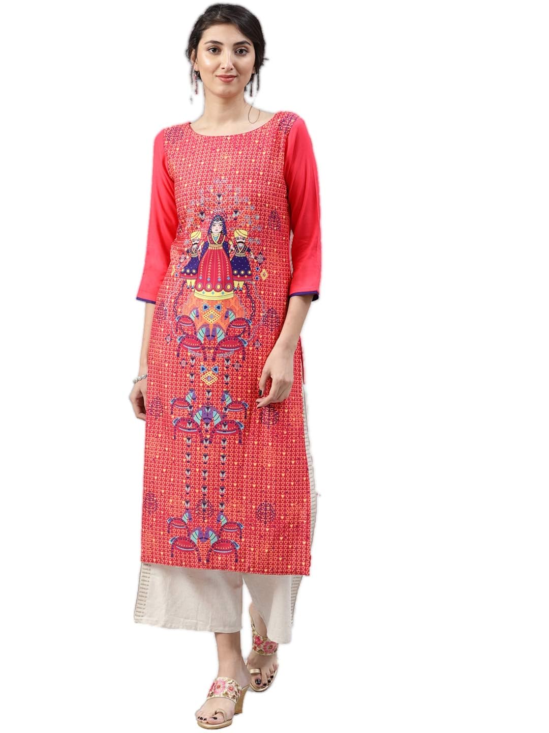 vaamsi crepe digital printed kurti(vpk1500_orange_free size)