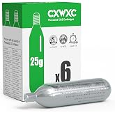CXWXC 16g / 25g Threaded CO2 Cartridges for Bike Tires | Cartridge for CO2 Inflator with Threaded Connection, CO2 Pump for Road and Mountain Bikes