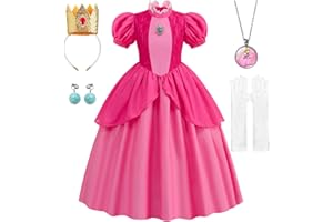 Chektin Princess Peach Costume Princess Peach Dress Princess Dresses for Girls Halloween Costumes for Girls