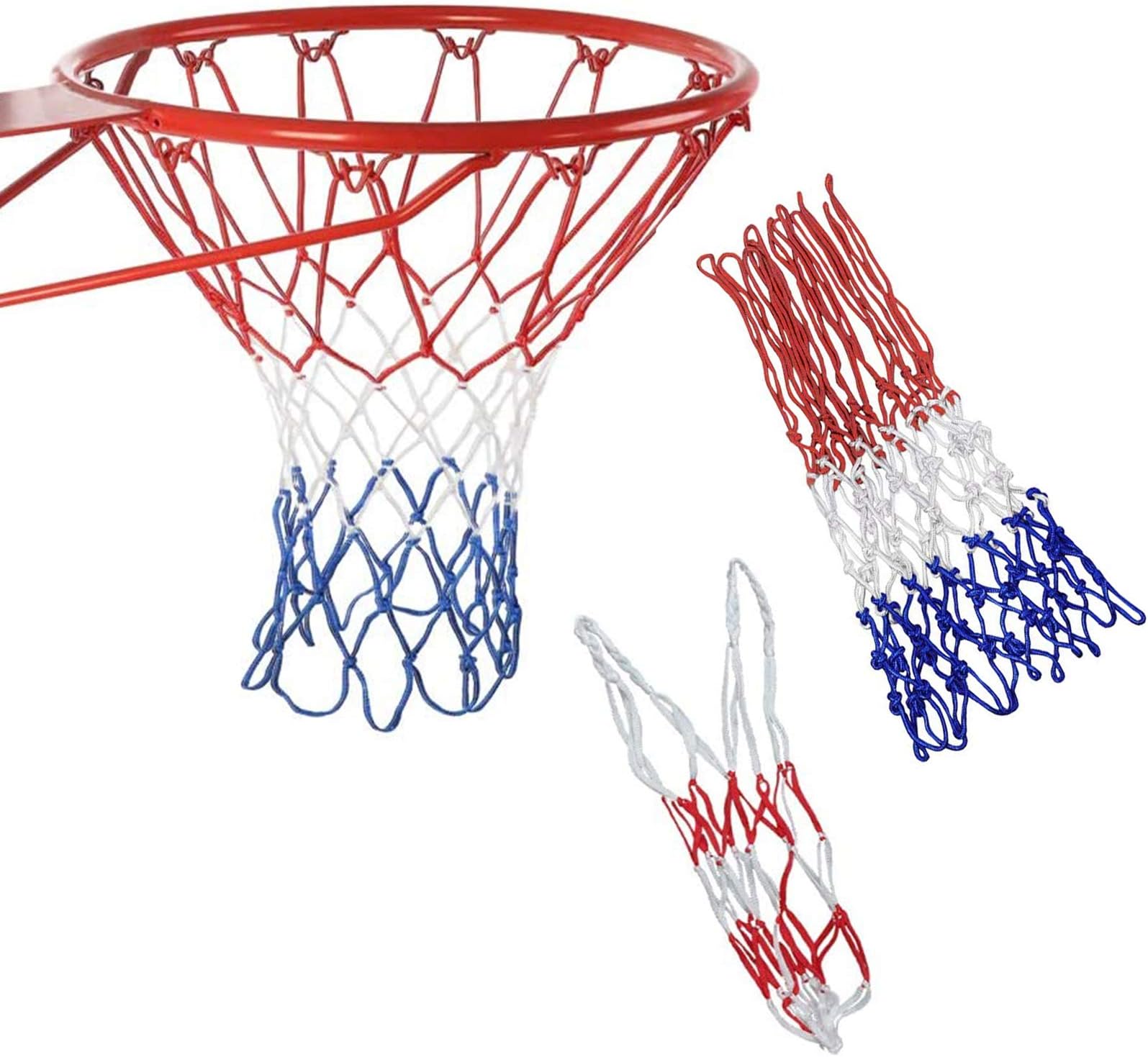Haploon 2PCS Heavy Duty Basketball Net Replacement,All Weather Anti-Whip NetFits Standard Indoor or Outdoor with Mesh Net Bag for for 12 Loop Basketball Hoop - Thick,Quality Net with Easy Install