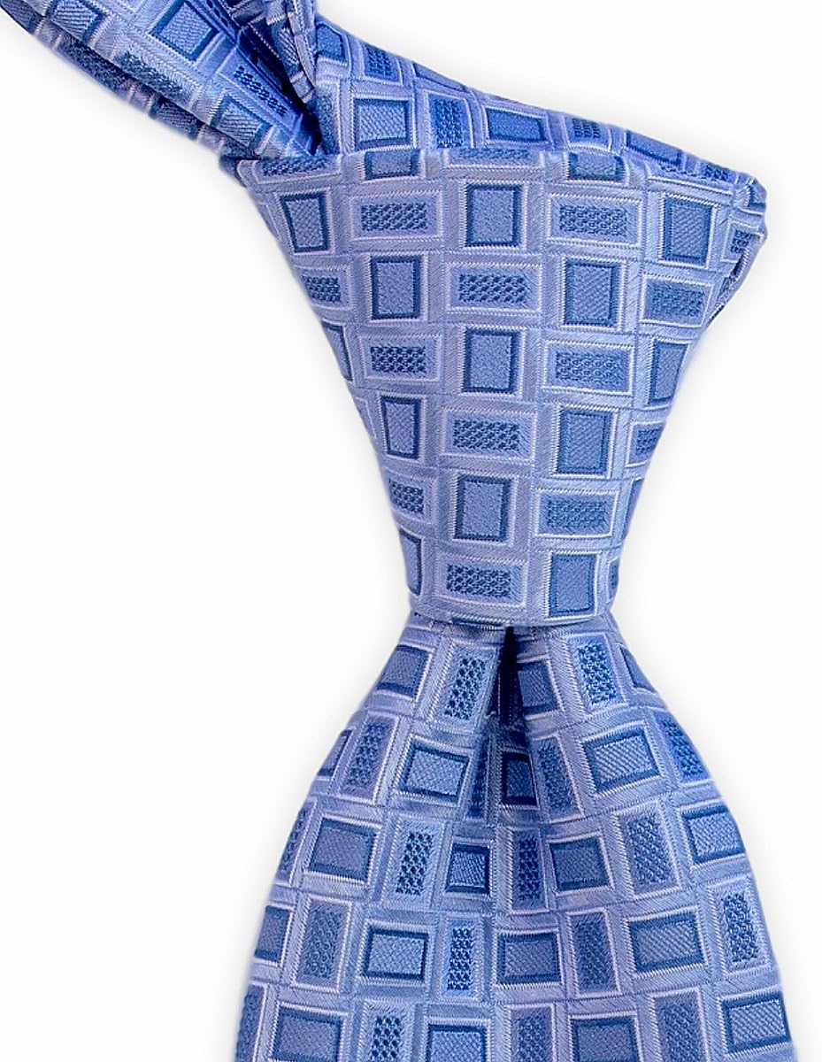 Light Blue Tie with Geometric and Square Pattern By Tie This | The Bayshore Tie