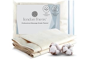 LONDON LINENS 2Pcs 100% Natural Cotton Flannel Castor Oil Pack - Unbleached, Double Brushed Cotton Fabric Castor Oil Wrap for Abdomen, Joints & Other Areas with Front Pocket for Hot & Cold Packs