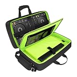 SNIGJAT DJ Controller Case for DDJ-FLX4/ DJ 400/ DDJ-REV1, Padded DJ Controller Bag with 5 Pockets for Laptop, Cables, DJ Carrying Case with Adjustable Shoulder Strap, 21.5"x11.8"x2.5", All Black