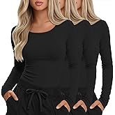 Velvelhall 3 Pack Women's Under Scrub Shirts Long Sleeve Crew Neck Slim Fit Tees Basic Casual Soft Undershirts for Nurse