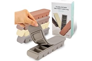 Firgi Silicone Freezer Trays with Lid,1oz 6 Section 4Sets - Leak Proof Silicone Freezer molds for Homemade Baby Food Breastmilk, Purees, Vegetables, Baby Food Jars Ice Tray with Lid BPA Free Mix