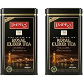 Impra Royal Elixir Knight Ceylon Loose Leaf Black Tea &ndash; 14.1 oz (2 x 200 g) | Two 200 g metal caddies with Earl Grey &amp; 1001 Knight profile for aromatic hot or iced loose-leaf brewing