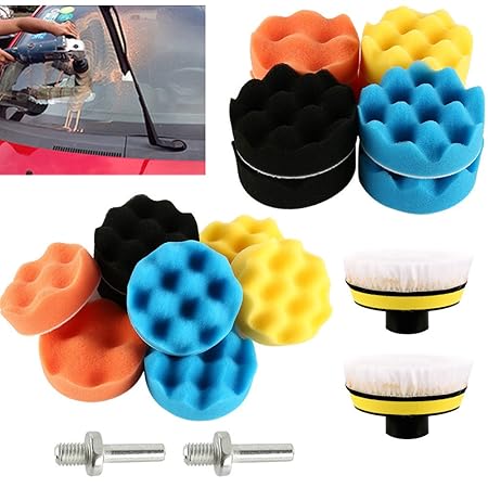 tropicalboy Auto Polierschwamm Polierpad Set 22pcs Polieraufsatz Set für Polierauflage Bohrmaschine, Polierpad Set aus Schwam