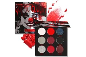 Afflano Black Red Eyeshadow Palette Goth Clown Halloween Makeup, White Silver Glitter Metallic Red Black Eyeshadow Palette Highly Pigmented, Joker Vampire Christmas True Red Smoky Eye Makeup