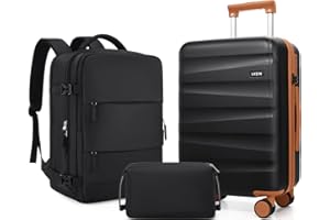 UKEIN Luggage Set with Backpack,Polycarbonate Carry On Luggage Airline Approved with Spinner Wheels, Hardshell Travel Suitcase with TSA Lock,Suitcase Set 3 Piece