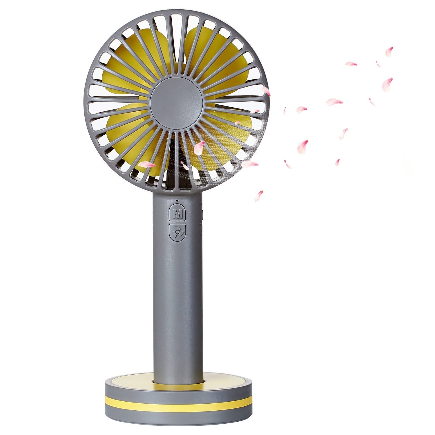 Niubity Mini Handheld Personal Fan Rechargeable Battery Powered 3 Speed Portable Adjustable Table USB Fans Travel Cooler 2000mAh(Gray)