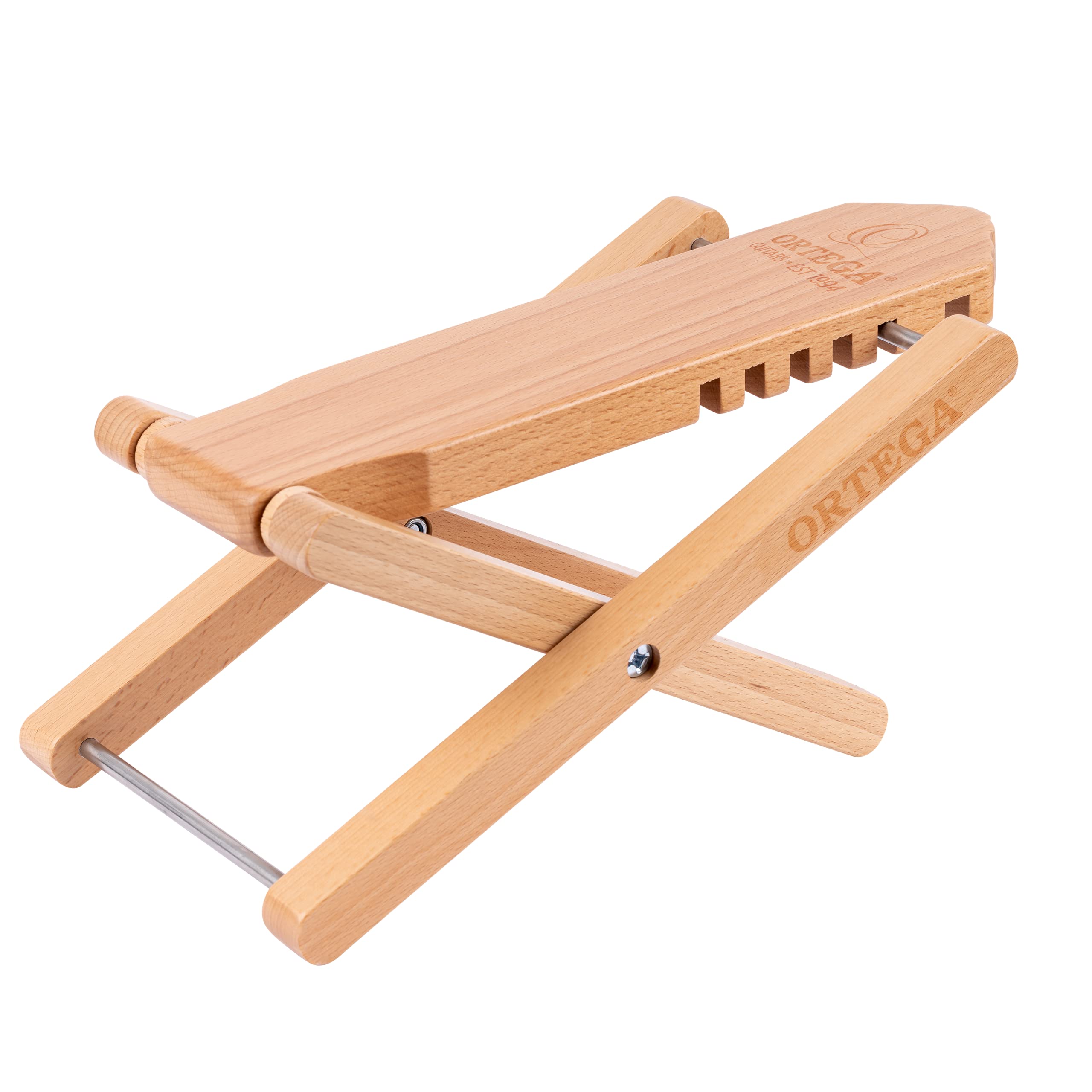 Ortega Guitars Wood Foot Stool – Height Adjustable Foot Rest – Birch, Natural (OWFS-1NT)