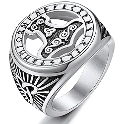 ChainsProMax Biker Rings for Men Mjolnir Ring Size