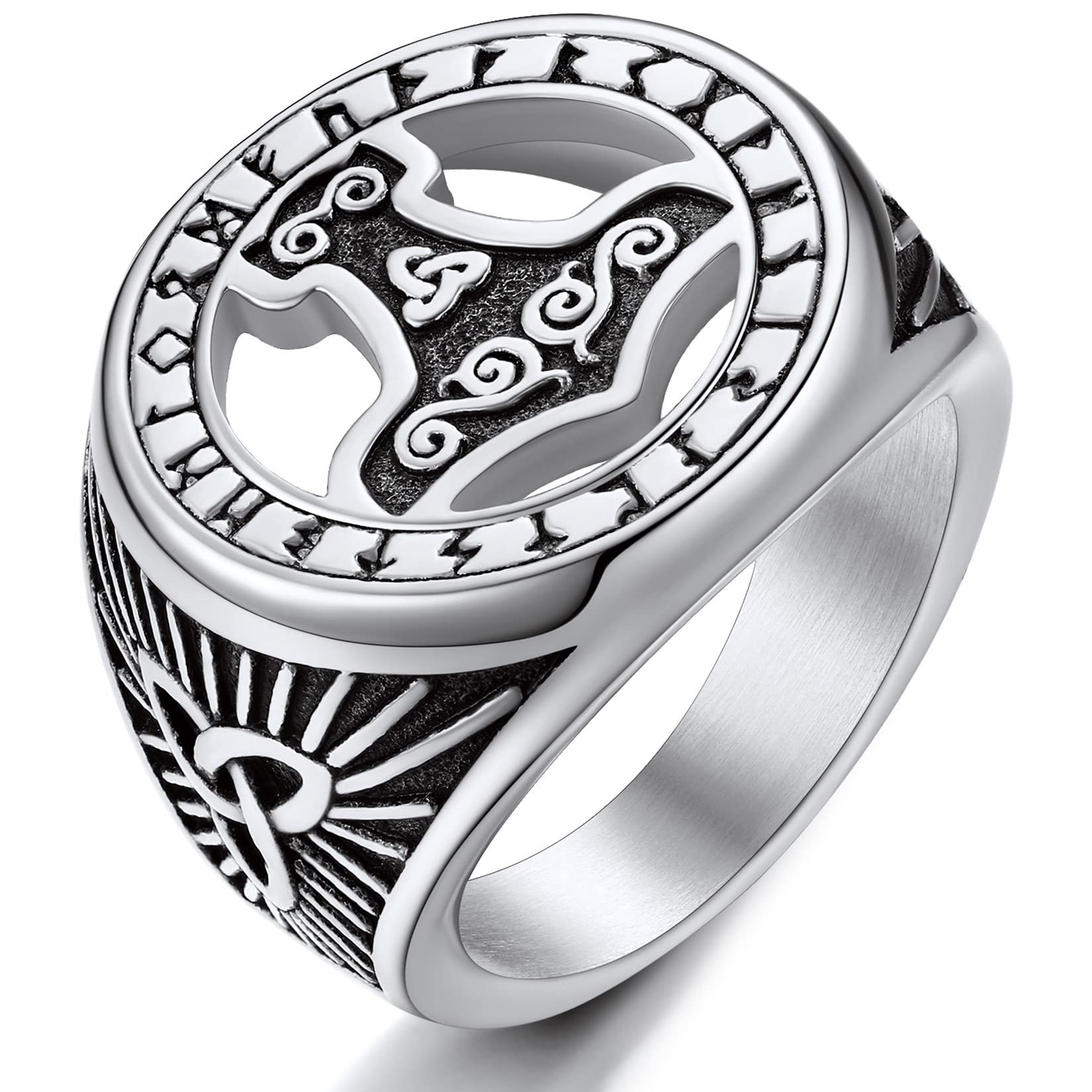 ChainsProMax Biker Rings for Men Mjolnir Ring Size