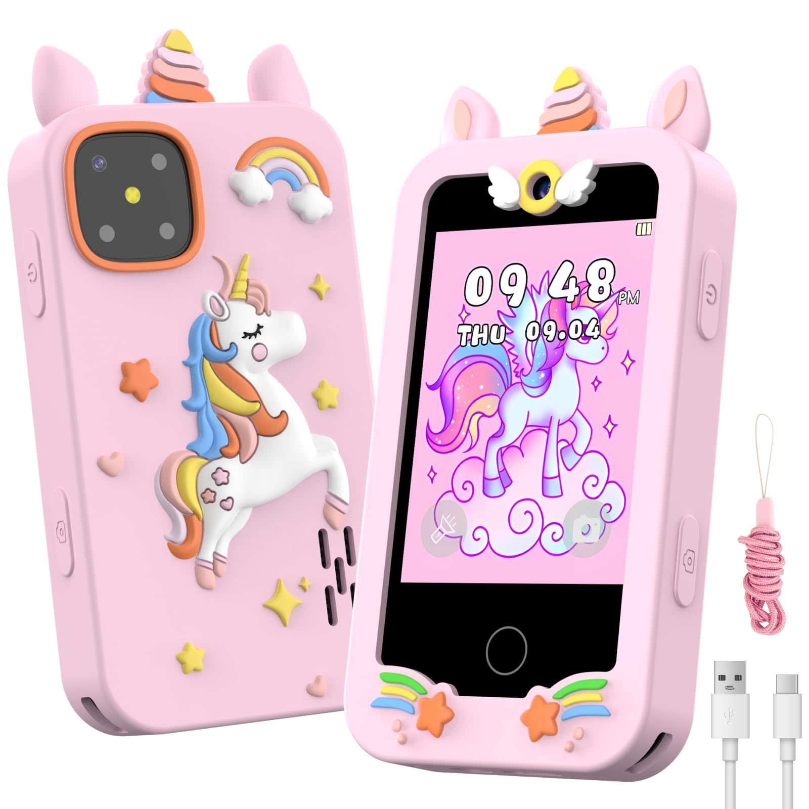 Photo 1 of Kids Smart Phone for Girls, Christmas Birthday Gifts for Girls Age 3-10 Mini Toddler Cell Phone for Kids, Toddler Girl Learning Toy Phone with Dual Camera, Game, Music Player