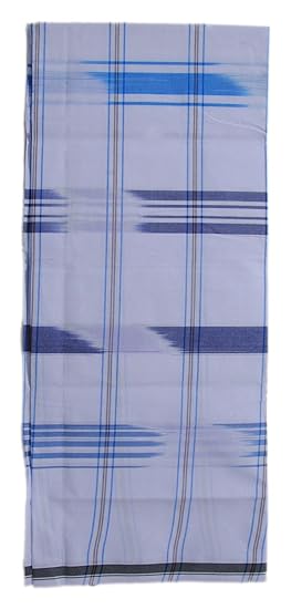 Men's Cotton Lungi (White)- Assorted Design