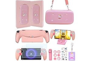 GUTIAL Accessories kit for Ps Portal - Cute Girly Kawaii PS5 Portal Accessories Bundle for Girls with Carry Case Protective Cover Screen Protector for Playstation Portal Remote Player - Pink