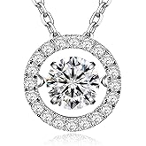 ARINZA Moissanite Necklace for Women, 1 Ct 925 Sterling Silver Dancing Stone Pendant, 18+2 Inch Chain, Valentine’s Day Christmas Gift for Her, Wife, Mom, Anniversary, Birthday