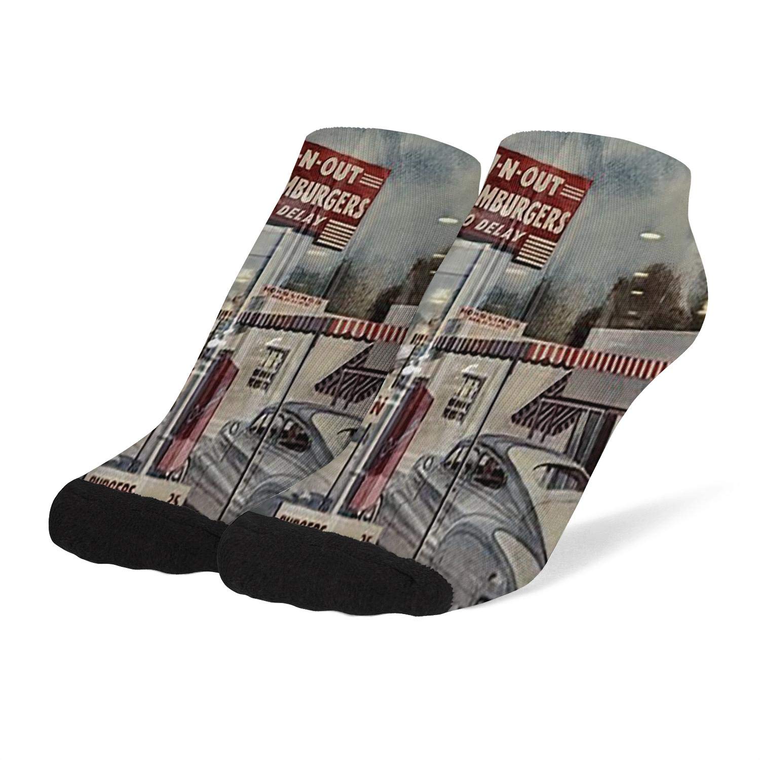 Unisex Adults Teen Cotton In n out logo Printing Running Ankle Socks Gift Stocking For Women 