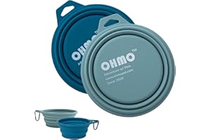 OHMO Large Collapsible Dog Bowls, (2 Pack 27oz/800ml) Premium Silicone Portable Travel Water Food Foldable Bowls Pet Feeding Bowl for Outdoor Camping Hiking