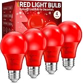 TJOY Red LED Light Bulb Halloween Outdoor Porch, A19 Colored 60 Watt Eq | Red Colored LED Lights, 5W E26 Base, Halloween Christmas Indoor Party Bedroom Decoration, Non-Dimmable, 4 Pack