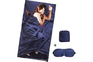 Sleeping Bag Liner Portable Sleep Sack Lightweight Travel Camping Sheet with 3D Eye Cover Sleeping Mask for Hotel Hiking Picn