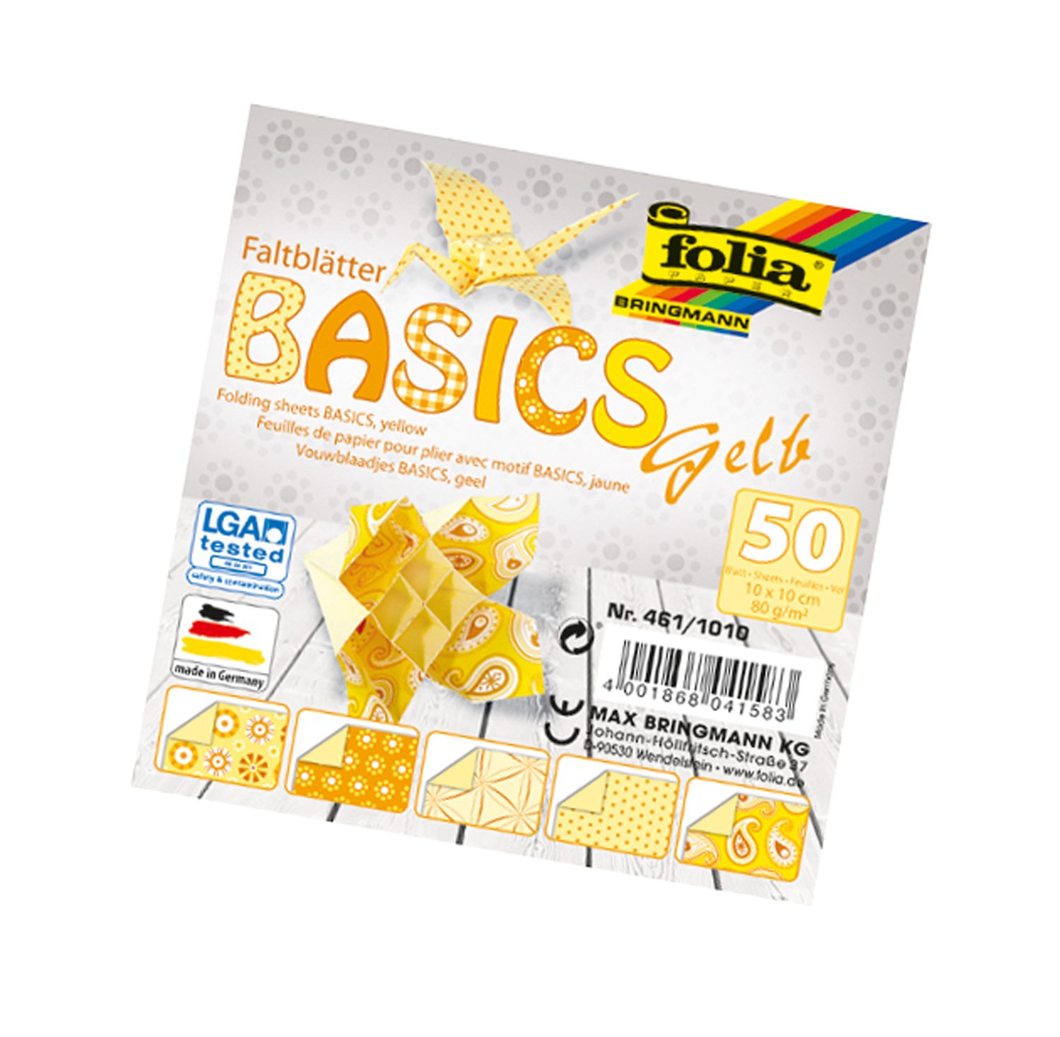 folia Basics folding sheets, 80 g/qm, 50 sheets assorted in 5 designs