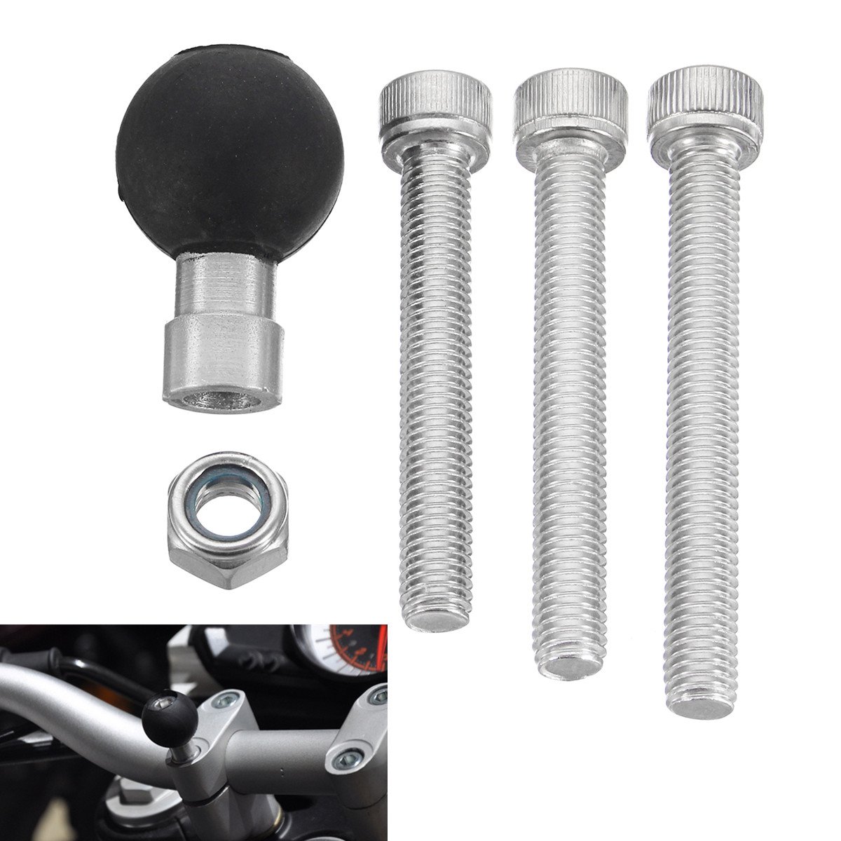 MOMOALA Alamor RAM RAM-B-367U Motorcycle Handlebar Clamp Base With 1inch Ball & M8 Screws Kit Set