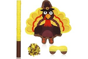 Sotiff Fall Thanksgiving Piñata with Blindfold Bat and Confetti for Thanksgiving Autumn Party Favor Turkey Theme Carnival Decoration Party Game Carnival, 13.4 x 13 x 2.7 Inch