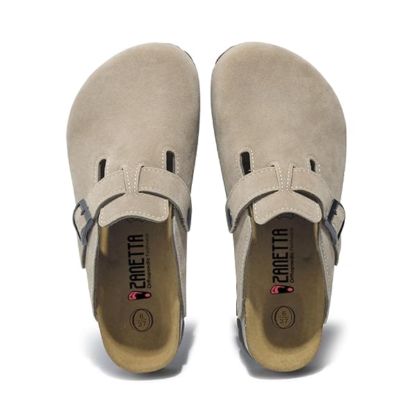 ZANETTA SORIA ORTHOPAEDIC SLIP ON CLOG SANDALS FOR WOMEN – PREMIUM CRAFTSMANSHIP WITH CUSHIONED FOOTBED AND ARCH SUPPORT (SAND, US FOOTWEAR SIZE SYSTEM, ADULT, WOMEN, NUMERIC, WIDE, 7)