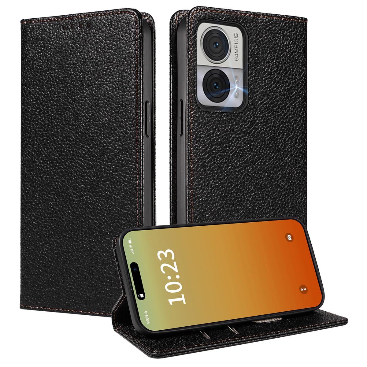 MOJIA Case for Motorola Moto Edge 30 Neo/Edge 30 Lite, [Strong Magnetic Closure] Premium PU Leather Wallet Case Flip Phone Cover, Card Holder Multifunctional Case. Black — image 1