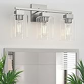 Espird Brush Nickel Bathroom Vanity Light - 3 Light Bathroom Light Fixture Square Design & UL Certification & Square Bath Roo