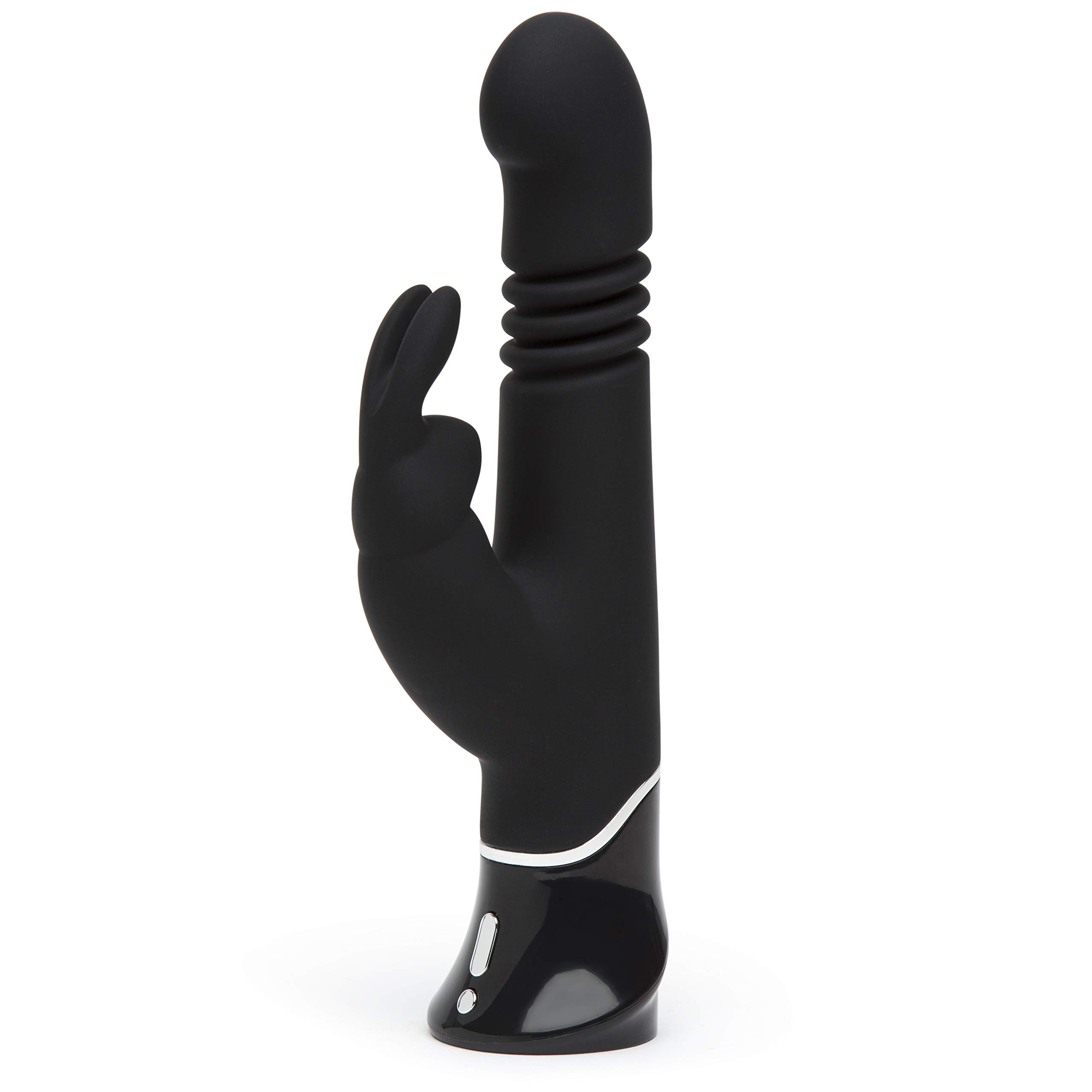 Fifty Shades of Grey Greedy Girl Thrusting Rabbit Vibrator - 4.5 Inch Silicone Thrusting Vibrator for Women - Dual Stimulation Adult Sex Toy - Rechargeable & Waterproof - Black