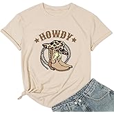 Western Country Concert Shirt for Women Howdy Tshirt Cowgirl Hat Boots Tee Cowboy Short Sleeve Casual Tops