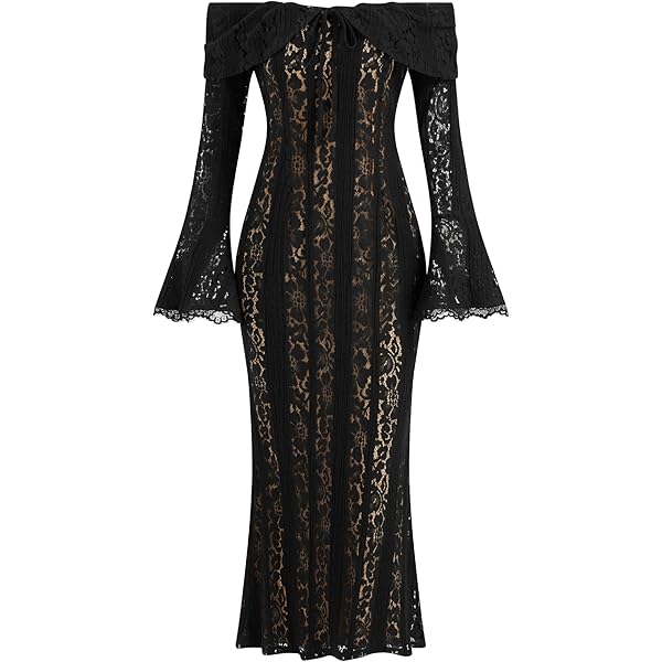 green emerald velvet dress Floral Lace Dress Off-Shoulder Bell Sleeve Sexy Bodycon Mini Dress for Women 2025 main image 0