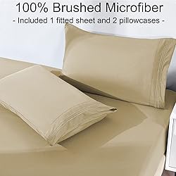 YIYEA Fitted Sheet with Pillowcase, Premium 1800