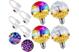 XGHJ 4Pcs Colorful Rotating Magic Ball Light Plug in Disco Ball Light Bulb with Sockets,Magic Ball RGB LED Stage Light for Home Room Dance Parties