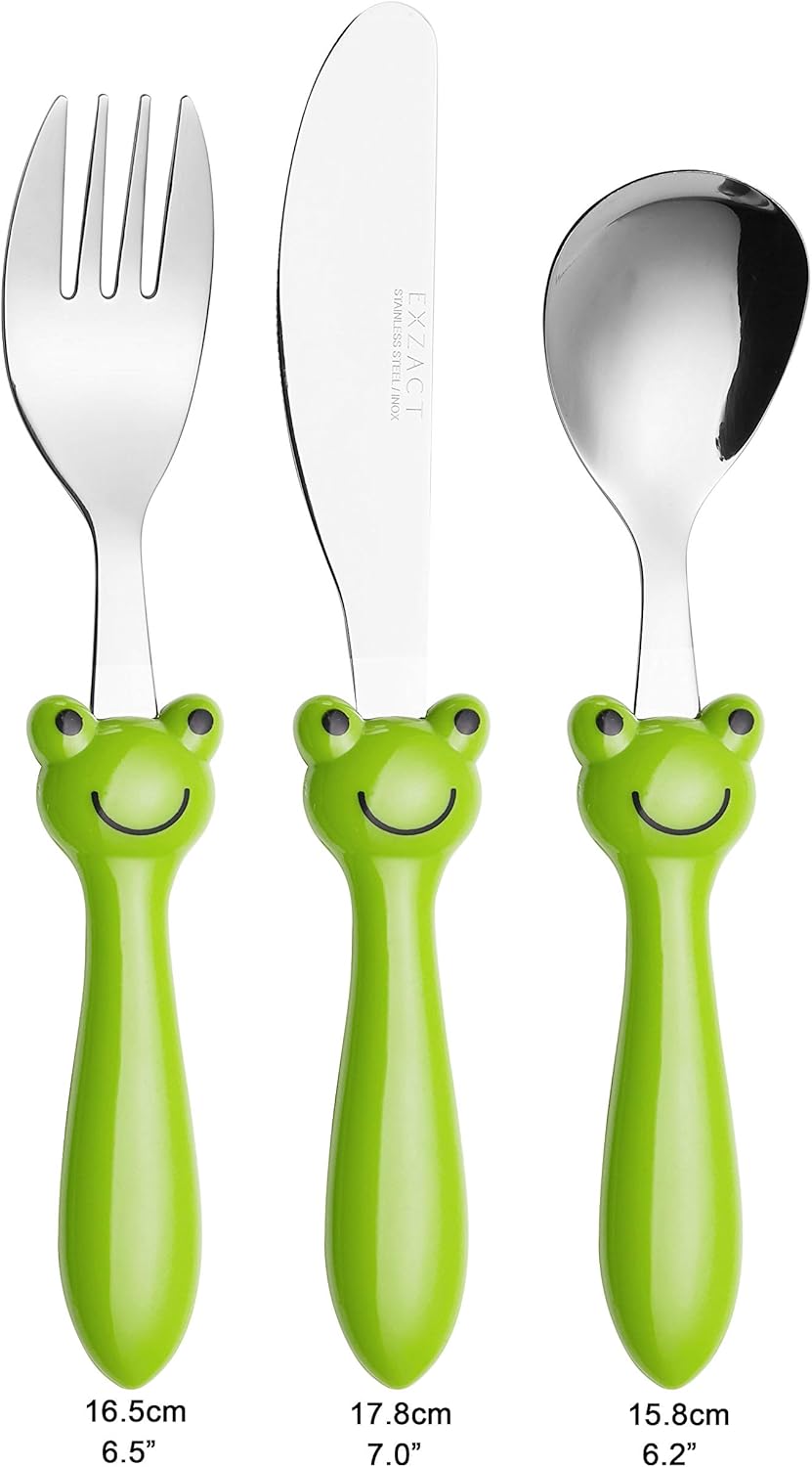 Exzact Children's Cutlery Stainless Steel 3pcs Set/Kids Cutlery/Toddler Utensils/Flatware, 1 x Fork, 1 x Safe Dinner Knife - Image 4