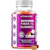Vitamatic Extra Strength Prebiotic 7g Fiber, 60 Pectin-Based Gummies | Zero Sugar Added, Supports Digestive Health &amp; Regularity*, Vegan, Pectin-Based, Gluten Free, Made in USA
