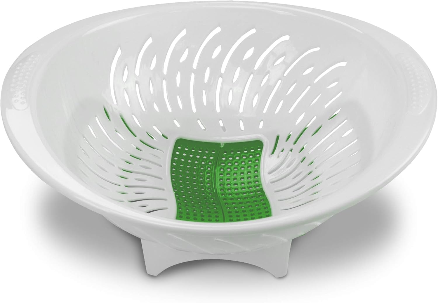 Plastic Colander with Large Handle and Legs Bowl Draining Strainer, 3 Quart, Green by EXULTIMATE
