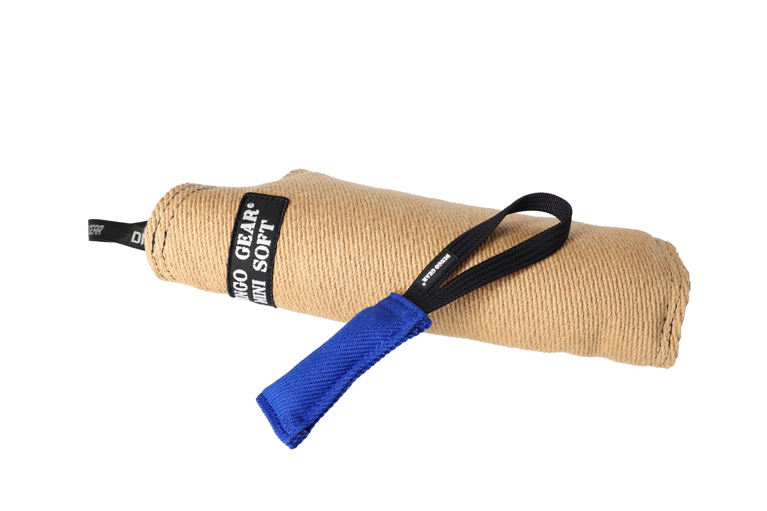 DINGO GEAR Set: Soft Jute Mini Bite Sleeve with Nylcot Tug Toy, Bite Training Tools for IGP Dog Sports Services, Level 1 Beginner - Ecru & Blue (S10040)