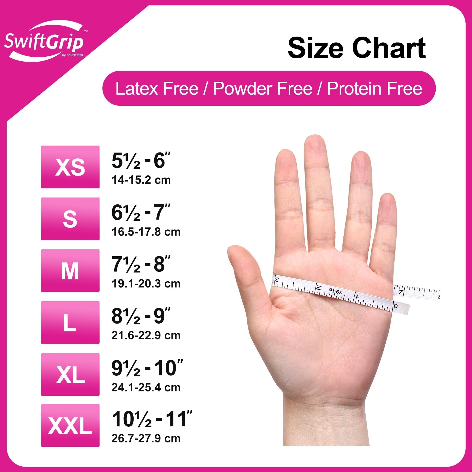 SwiftGrip Powder-Free Nitrile Gloves, 3-mil, Disposable Nitrile Gloves, Latex-Free, Powder-Free - Pink/Fuchsia