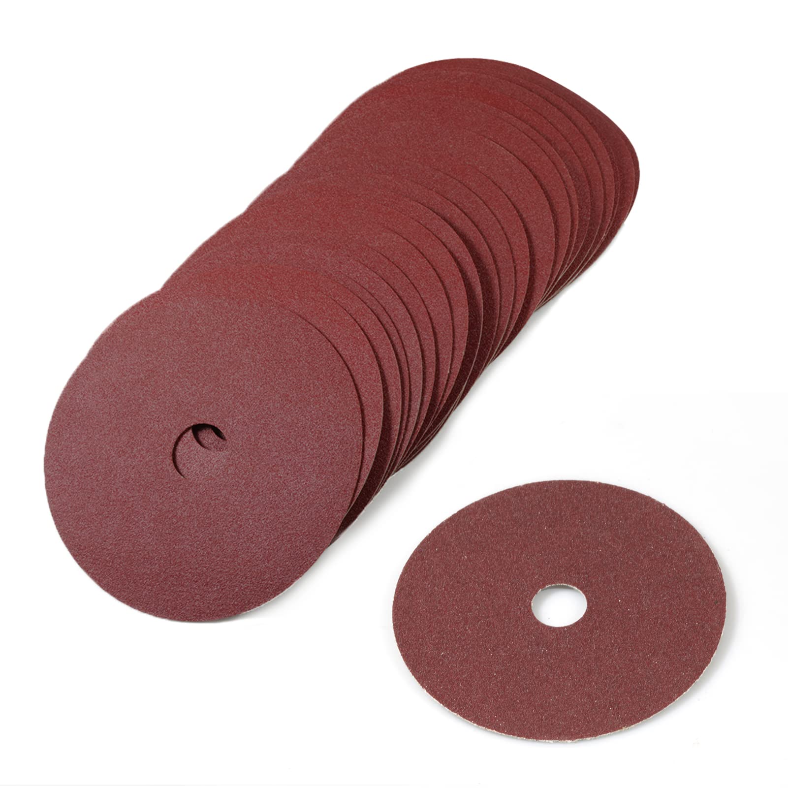 SPEEDWOX 25pcs 120 Grit Aluminum Oxide Resin Fiber Sanding and Grinding Discs, 5-Inch x 7/8-Inch Center Hole Abrasive Disc for Angle Grinders