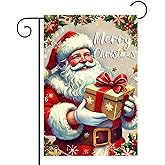 BlissYard Christmas Santa Garden Flag 12x18 Inch Double Sided Holiday Santa Claus Yard Flag Gift Box Winter Outdoor Decor Seasonal Welcome Garden Banner for Porch Lawn Patio Christmas Decoration