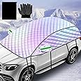 COJOSQC Half Car Cover Sun Shade for Windshield, 157 Inch Car Accessories for SUV and Sedan, Necessities Blocks Sun and Snow, Protects Interior from Heat Buildup, Ideal for Summer and Winter Use